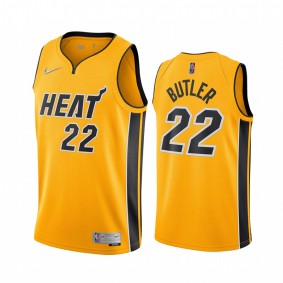 2020-21 Miami Heat Jimmy Butler Earned Edition Yellow #22 Jersey