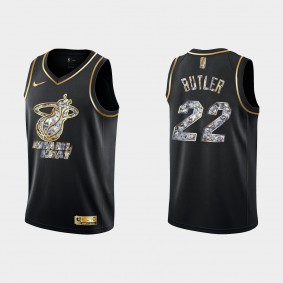 Miami Heat 2022 NBA Playoffs Jimmy Butler #22 Diamond Edition Retro Logo Black Jersey