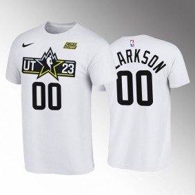 2023 NBA All-Star Utah Jazz #00 Jordan Clarkson White T-Shirt Wordmark Logo