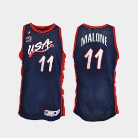 Karl Malone USA Team #11 Navy 1996 Olympics Basketball Jersey