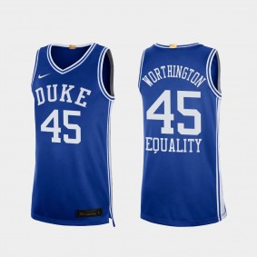 Keenan Worthington Duke Blue Devils 2020-21 Equality Social Justice Authentic Limited Blue Jersey
