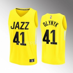 Kelly Olynyk Jazz #41 Yellow Jersey Fast Break Fastbreak 2022-23 Icon Edition