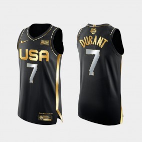 USA Basketball Kevin Durant Black 16X Olympic Champs Jersey Golden Authentic