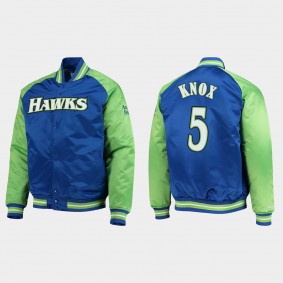 Atlanta Hawks Kevin Knox NO. 5 Raglan Reload 3.0 Royal Jacket Hardwood Classics