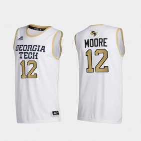 Khalid Moore Georgia Tech Yellow Jackets #12 White 2020-21 College Basketball Jersey