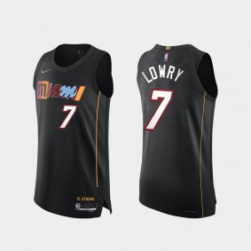 Heat #7 Kyle Lowry 75th Diamond Authentic Jersey 2021-22 City Edition Black mashed-up Uniform