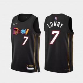 Kyle Lowry Heat 75th Anniversary Jersey 2021-22 City Edition #7 Black mashed-up Uniform