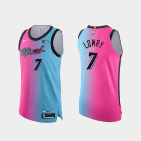Kyle Lowry Miami Heat #7 Authentic Blue Pink Jersey