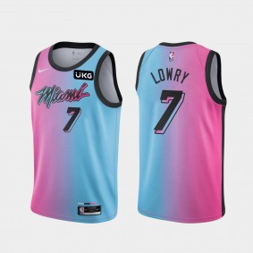 Miami Heat Kyle Lowry 2021 Trade City Edition Blue Pink Jersey #7