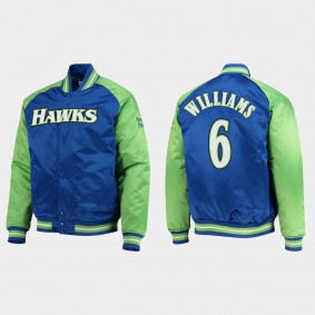 Atlanta Hawks Lou Williams NO. 6 Raglan Reload 3.0 Royal Jacket Hardwood Classics