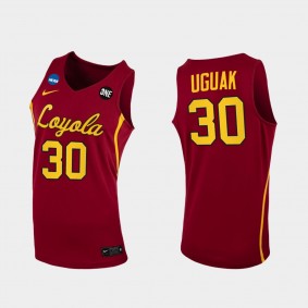 Aher Uguak Loyola Chicago Ramblers 2021 March Madness Sweet 16 Home Maroon Jersey