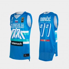 Luka Doncic Slovenia 2021 First Olympics Berth Blue Jersey Beats Lithuania