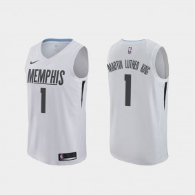 Grizzlies Martin Luther King MLK50 White Jersey 2017 City Edition
