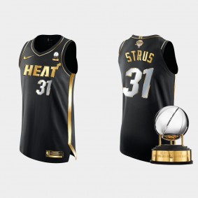 Miami Heat 2022 Eastern Conference Champions Max Strus #31 Black Authentic Golden Jersey Black