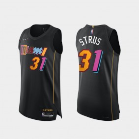 Heat #31 Max Strus 75th Diamond Authentic Jersey 2021-22 City Edition Black mashed-up Uniform