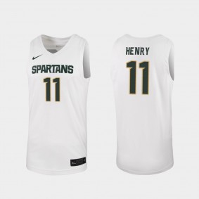 Aaron Henry Michigan State Spartans #11 White Replica College Basketball Jersey