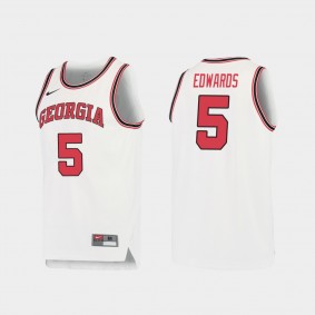 2020 NBA Draft Anthony Edwards Georgia Bulldogs #5 White Retro Performance Jersey
