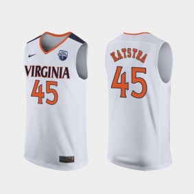 Men's Virginia Cavaliers Austin Katstra White Jersey 2019 Men's Basketball Champions