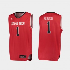 Brandone Francis Texas Tech Red Raiders #1 Red Replica College Basketball Performance Jersey