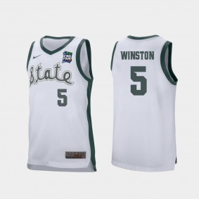 Cassius Winston Michigan State Spartans #5 White 2019 Final-Four Retro Performance Jersey