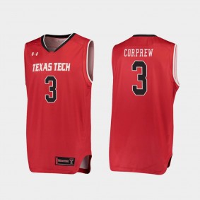 Deshawn Corprew Texas Tech Red Raiders #3 Red Replica College Basketball Performance Jersey