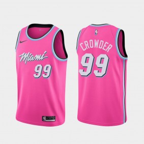 Men's Miami Heat #99 Jae Crowder Earned Jersey - Pink