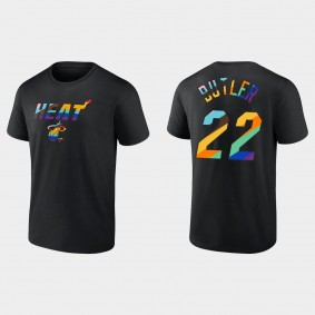 Miami Heat #22 Jimmy Butler Logo Pride Black Fanatics Branded T-shirt
