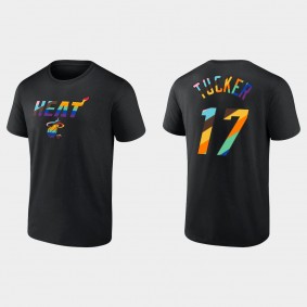 Miami Heat #17 P.J. Tucker Logo Pride Black Fanatics Branded T-shirt