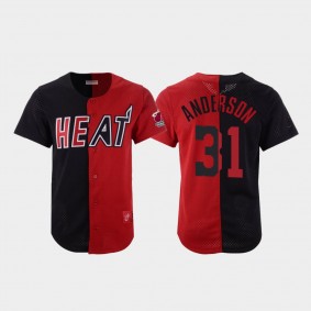 Heat Black Red Ryan Anderson #31 Split Mesh Button Jersey