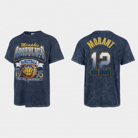 75th City Memphis Grizzlies Ja Morant Mineral Wash Vintage Tubular Navy T-shirt