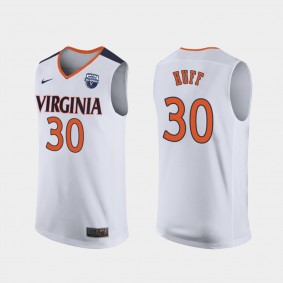 Men's Virginia Cavaliers Jay Huff White Jersey 2019 Men's Basketball Champions