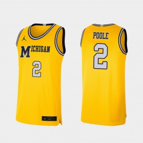 Jordan Poole Michigan Wolverines #2 Maize Retro Limited College Basketball Jersey