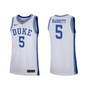 RJ Barrett Duke Blue Devils #5 White Replica College Basketball Jersey