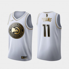 Atlanta Hawks Trae Young #11 Golden Edition White Jersey