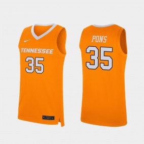 Yves Pons Tennessee Volunteers #35 Orange Replica College Basketball Jersey