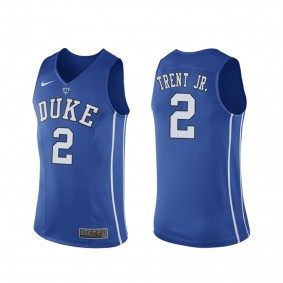Gary Trent Jr. #2 Blue College Basketball Duke Blue Devils Jersey - Blue
