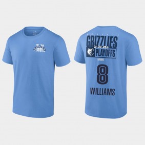 2022 NBA Playoffs Grizzlies Ziaire Williams #8 Dunk T-Shirt Blue