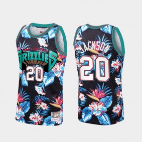 Josh Jackson Memphis Grizzlies #20 Floral Fashion Black Jersey