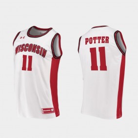 Micah Potter Wisconsin Badgers #11 White 2020-21 Replica Jersey