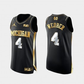 Chris Webber 2021 March Madness Michigan Wolverines Golden Authentic Black Jersey
