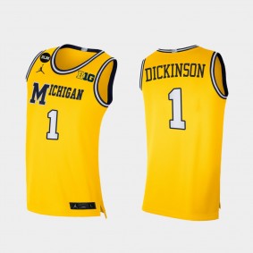 Hunter Dickinson Michigan Wolverines BLM Social Justice Limited Yellow Jersey March Madness