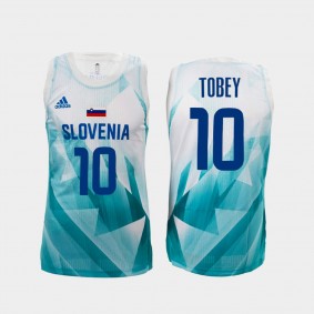 Mike Tobey Slovenia Basketball #10 2021 Tokyo Olymipcs White Jersey