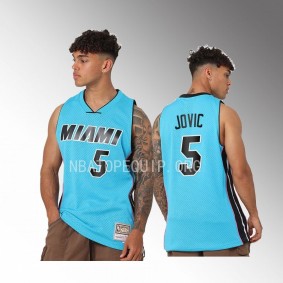 Miami Heat Nikola Jovic Blue Neon Tropical Men Jersey Swingman
