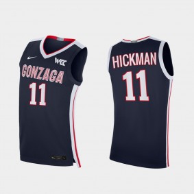 Nolan Hickman Gonzaga Bulldogs #11 Jersey Navy 2021-22 College Basketball Elite