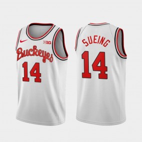 Ohio State Buckeyes Justice Sueing 2021 Home 1980 Throwback White Jersey