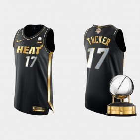 Miami Heat 2022 Eastern Conference Champions P.J. Tucker #17 Black Authentic Golden Jersey Black