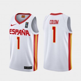 Spain Quino Colom 2019 FIBA Baketball World Cup Men's White Jersey