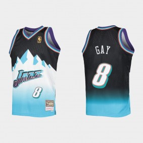 Utah Jazz Mitchell & Ness Rudy Gay #8 Light Blue Fadeaway HWC Limited Jersey