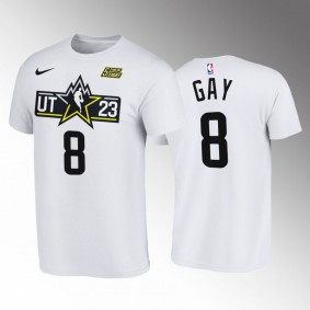 2023 NBA All-Star Utah Jazz #8 Rudy Gay White T-Shirt Wordmark Logo