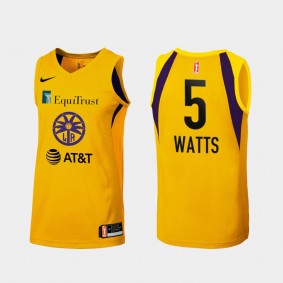 Los Angeles Sparks Stephanie Watts 2021 Draft Women Yellow Jersey WNBA First round